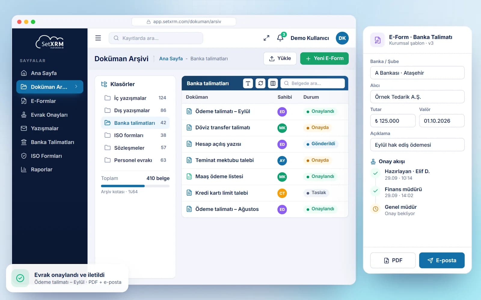 SetXRM Doküman Yönetimi ve E-Form