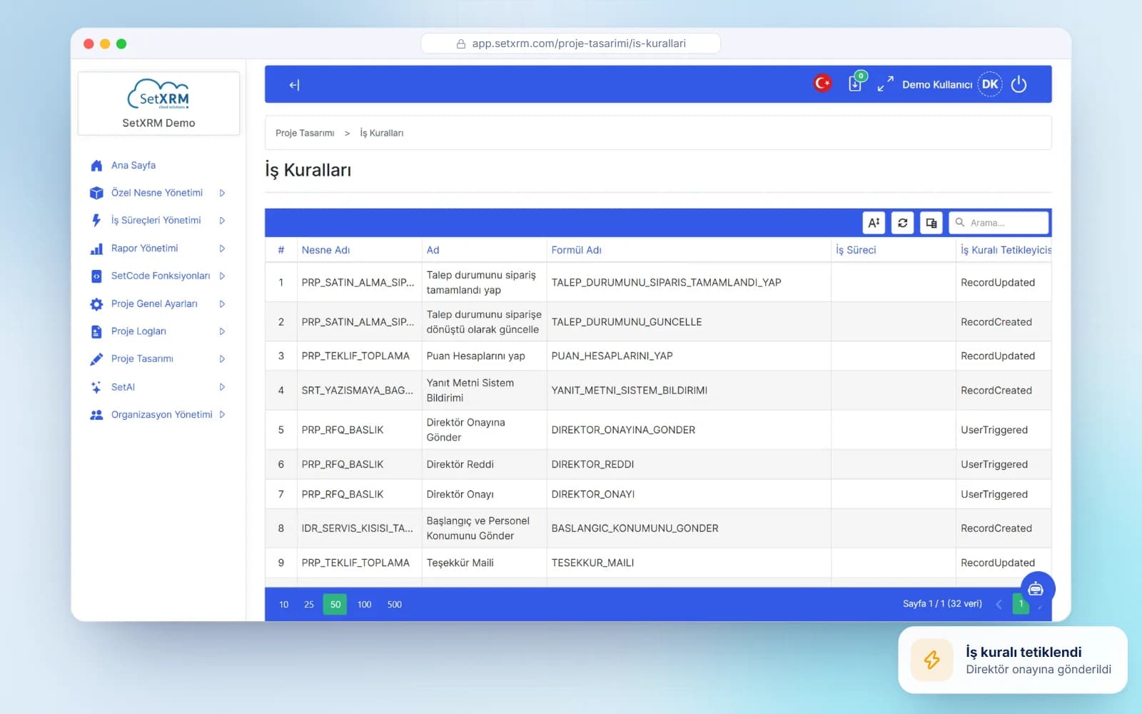 SetXRM İş Akışları Yönetimi